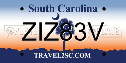 ZIZ83V South Carolina License Plate