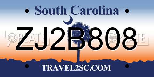 ZJ2B808 South Carolina License Plate