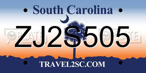 ZJ2S505 South Carolina License Plate