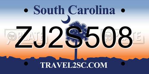 ZJ2S508 South Carolina License Plate