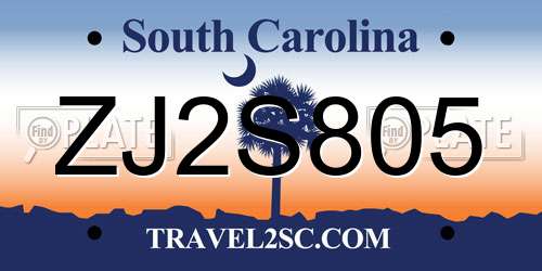 ZJ2S805 South Carolina License Plate