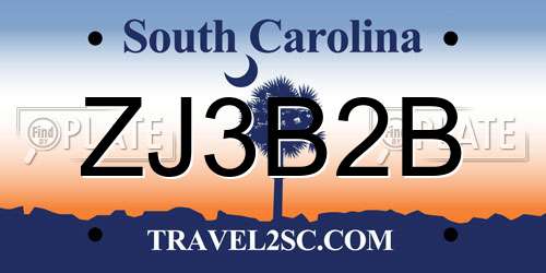 ZJ3B2B South Carolina License Plate