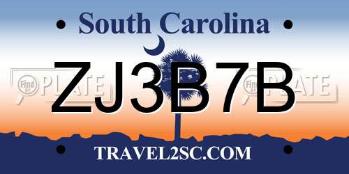 ZJ3B7B South Carolina License Plate