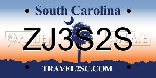 ZJ3S2S South Carolina License Plate