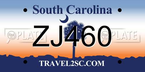 ZJ460 South Carolina License Plate