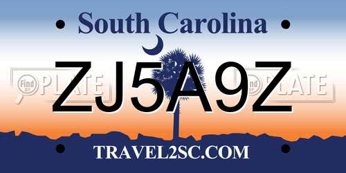 ZJ5A9Z South Carolina License Plate