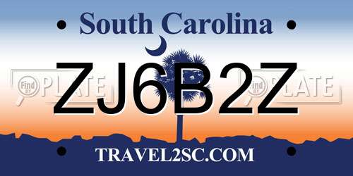 ZJ6B2Z South Carolina License Plate