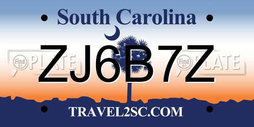 ZJ6B7Z South Carolina License Plate