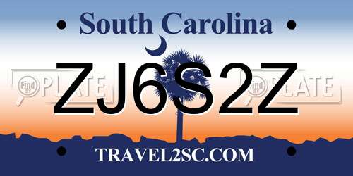 ZJ6S2Z South Carolina License Plate