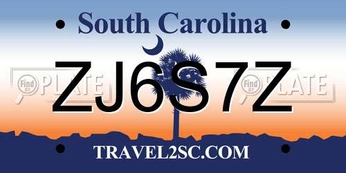 ZJ6S7Z South Carolina License Plate