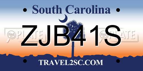 ZJB41S South Carolina License Plate