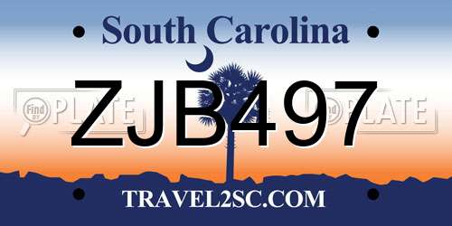 ZJB497 South Carolina License Plate