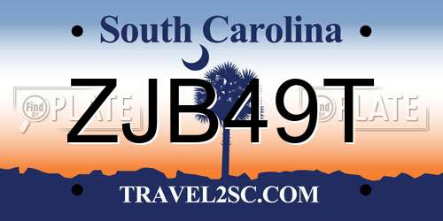 ZJB49T South Carolina License Plate