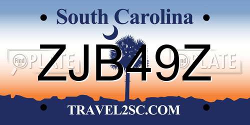ZJB49Z South Carolina License Plate