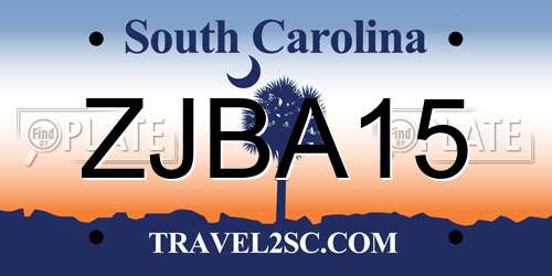 ZJBA15 South Carolina License Plate