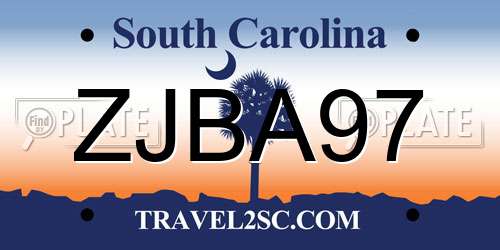 ZJBA97 South Carolina License Plate