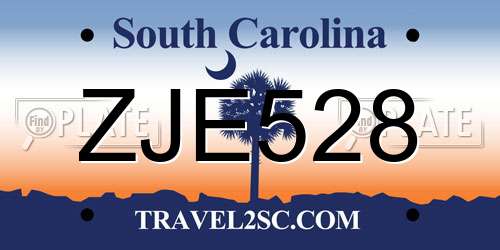 ZJE528 South Carolina License Plate