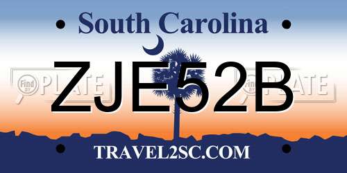 ZJE52B South Carolina License Plate