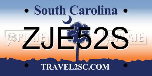 ZJE52S South Carolina License Plate