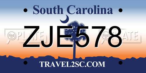 ZJE578 South Carolina License Plate