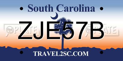 ZJE57B South Carolina License Plate