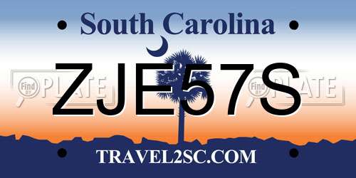 ZJE57S South Carolina License Plate