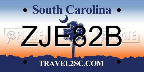 ZJE82B South Carolina License Plate