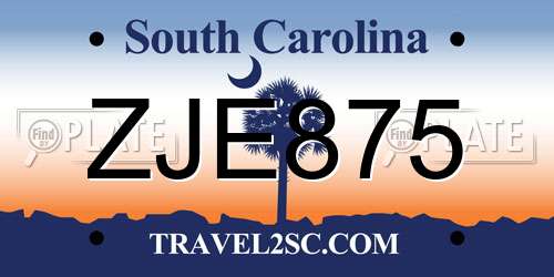 ZJE875 South Carolina License Plate