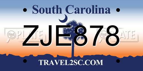ZJE878 South Carolina License Plate