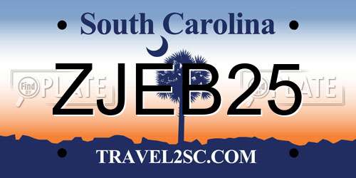 ZJEB25 South Carolina License Plate