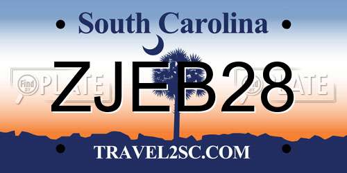 ZJEB28 South Carolina License Plate