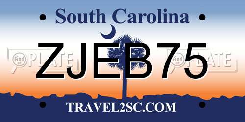 ZJEB75 South Carolina License Plate