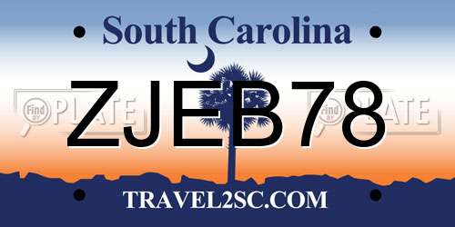 ZJEB78 South Carolina License Plate