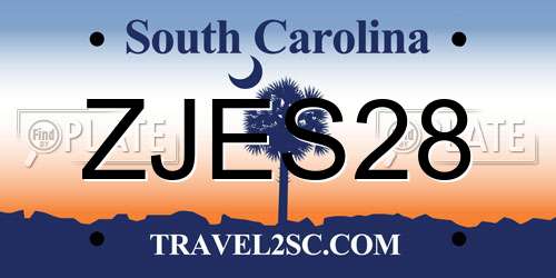 ZJES28 South Carolina License Plate
