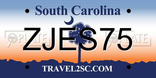 ZJES75 South Carolina License Plate