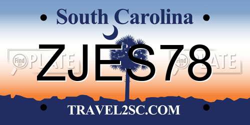 ZJES78 South Carolina License Plate