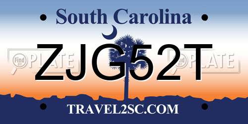 ZJG52T South Carolina License Plate