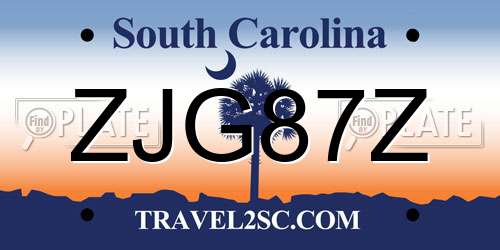 ZJG87Z South Carolina License Plate