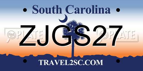 ZJGS27 South Carolina License Plate