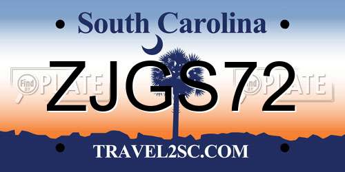 ZJGS72 South Carolina License Plate