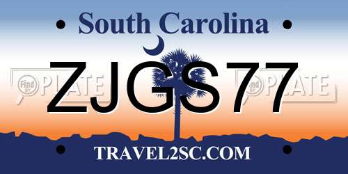 ZJGS77 South Carolina License Plate