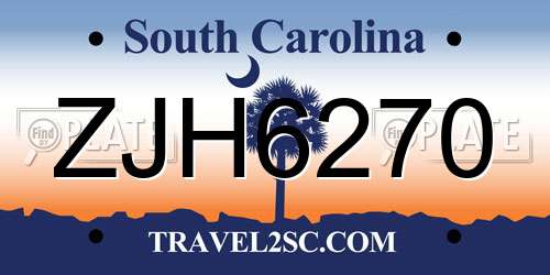 ZJH6270 South Carolina License Plate
