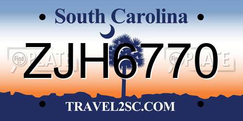ZJH6770 South Carolina License Plate