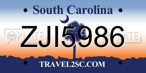 ZJI5986 South Carolina License Plate