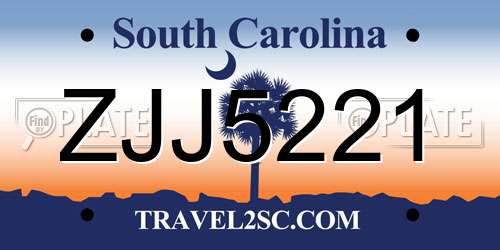 ZJJ5221 South Carolina License Plate