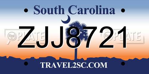 ZJJ8721 South Carolina License Plate