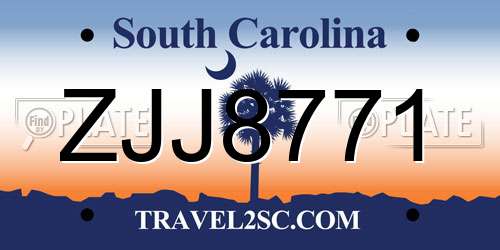 ZJJ8771 South Carolina License Plate