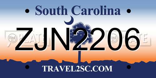 ZJN2206 South Carolina License Plate