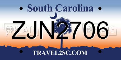 ZJN2706 South Carolina License Plate