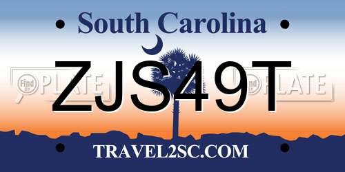 ZJS49T South Carolina License Plate